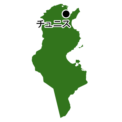 チュニジア共和国無料フリーイラスト｜首都名(緑)